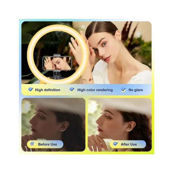 SOLD  14’’ Ring Light LED 62" Tripod Stand Phone Holder Dimmable Blogger NIB - Picture 2 of 5